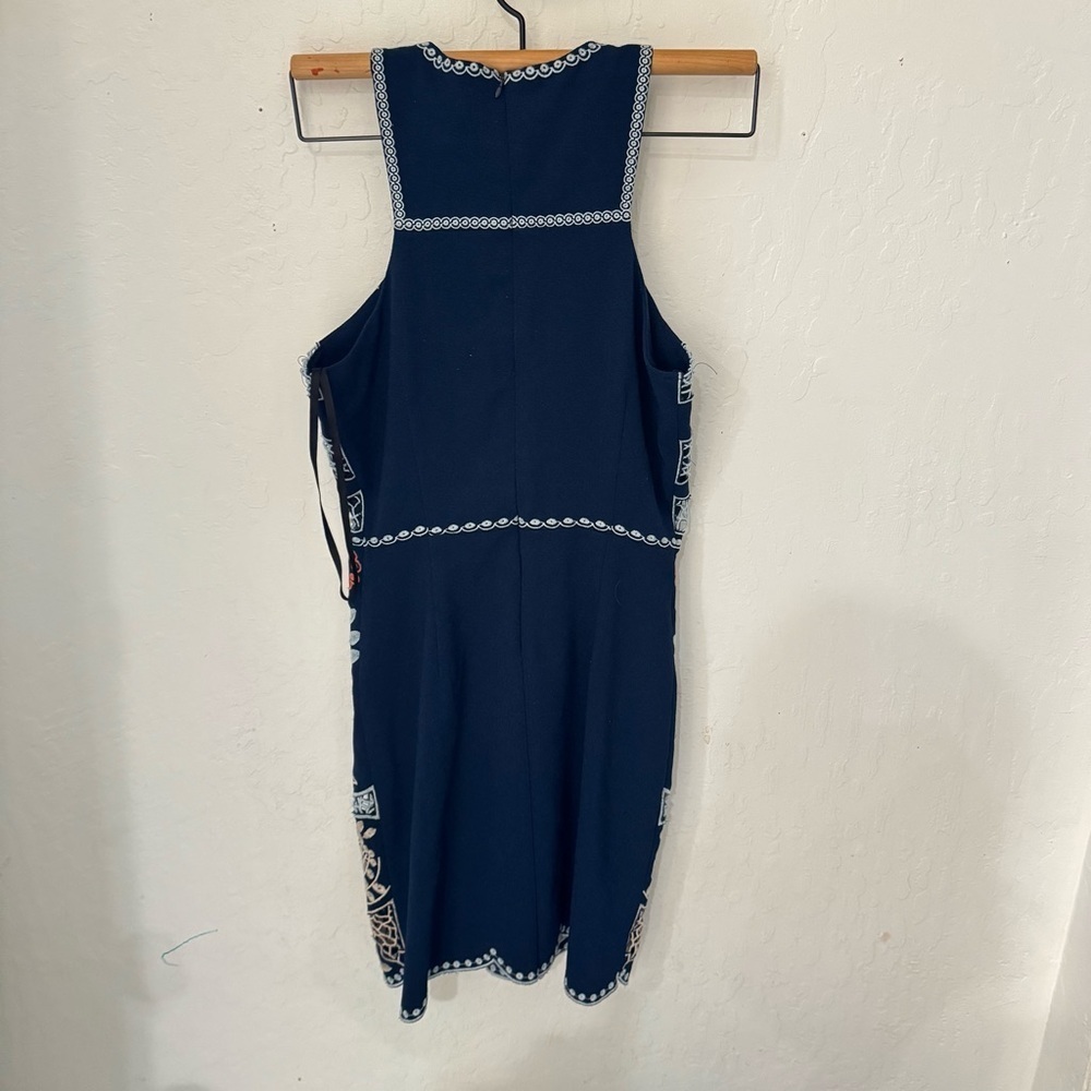 JOA Los Angeles Blue Coral Link Embroider Eyelet High Neck Dress XS - Picture 4 of 5